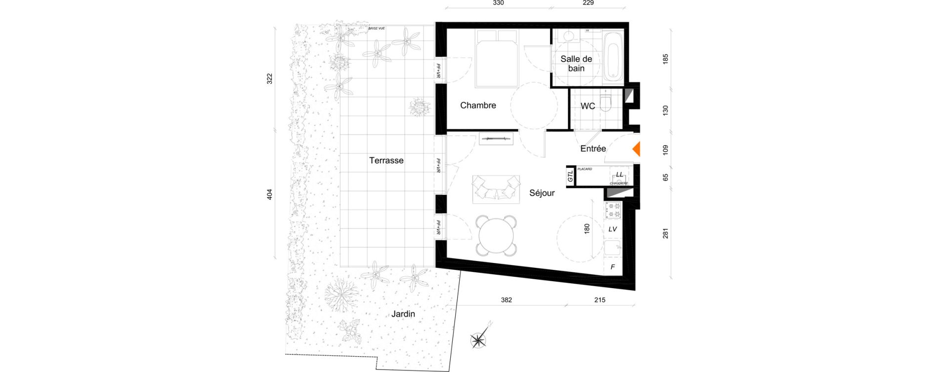 Appartement T2 de 42,45 m2 &agrave; Reims Cath&eacute;drale