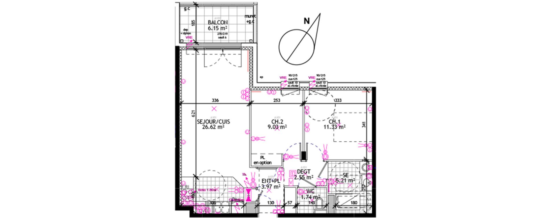 Appartement T3 de 60,45 m2 &agrave; Reims Courlancy