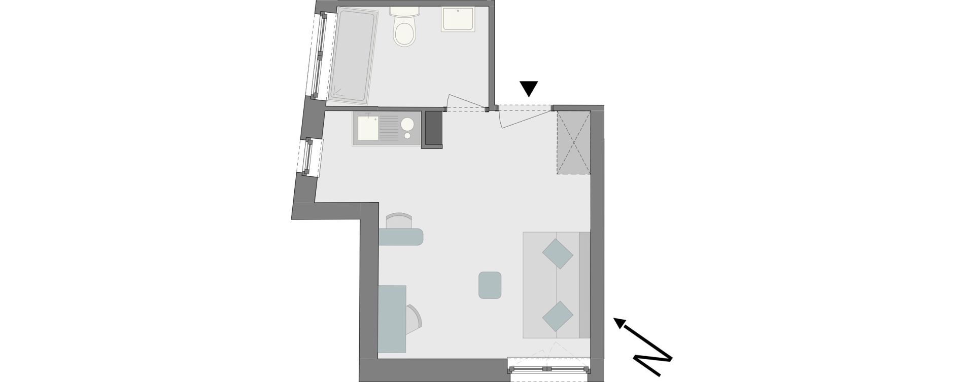 Appartement T1 de 23,53 m2 &agrave; Reims Laon