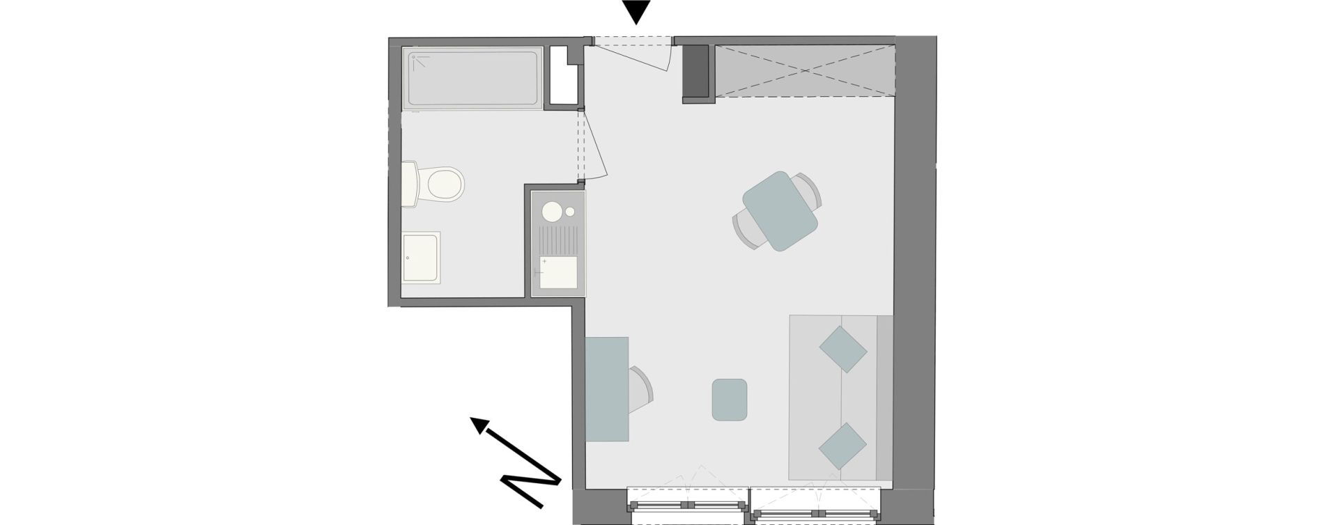 Appartement T1 de 24,77 m2 &agrave; Reims Laon