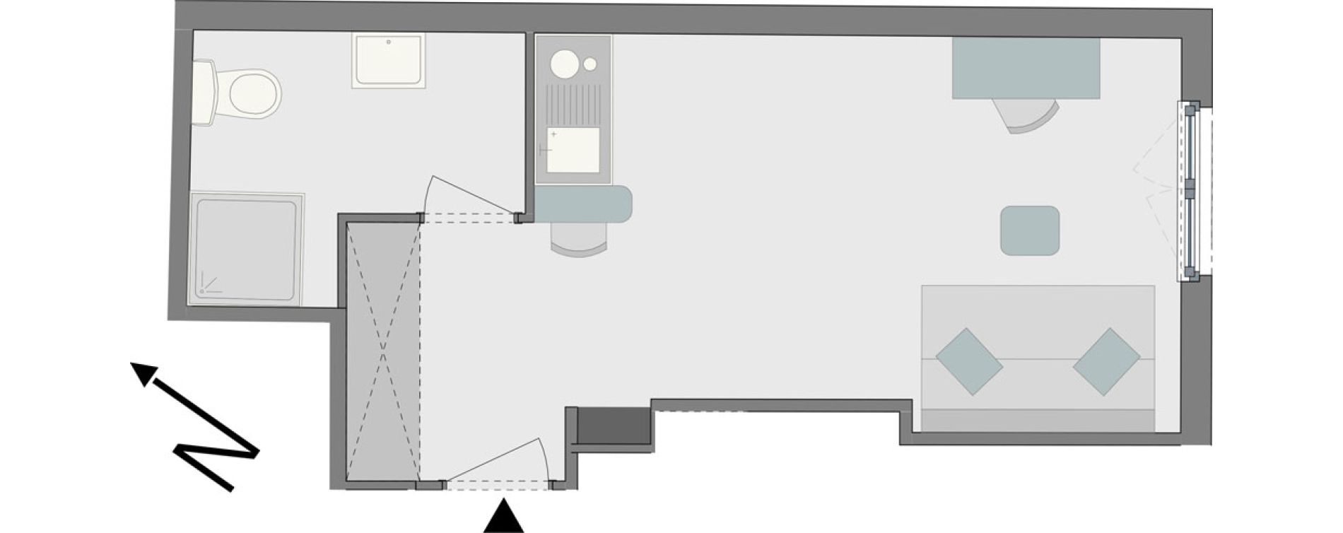 Appartement T1 de 24,86 m2 &agrave; Reims Laon