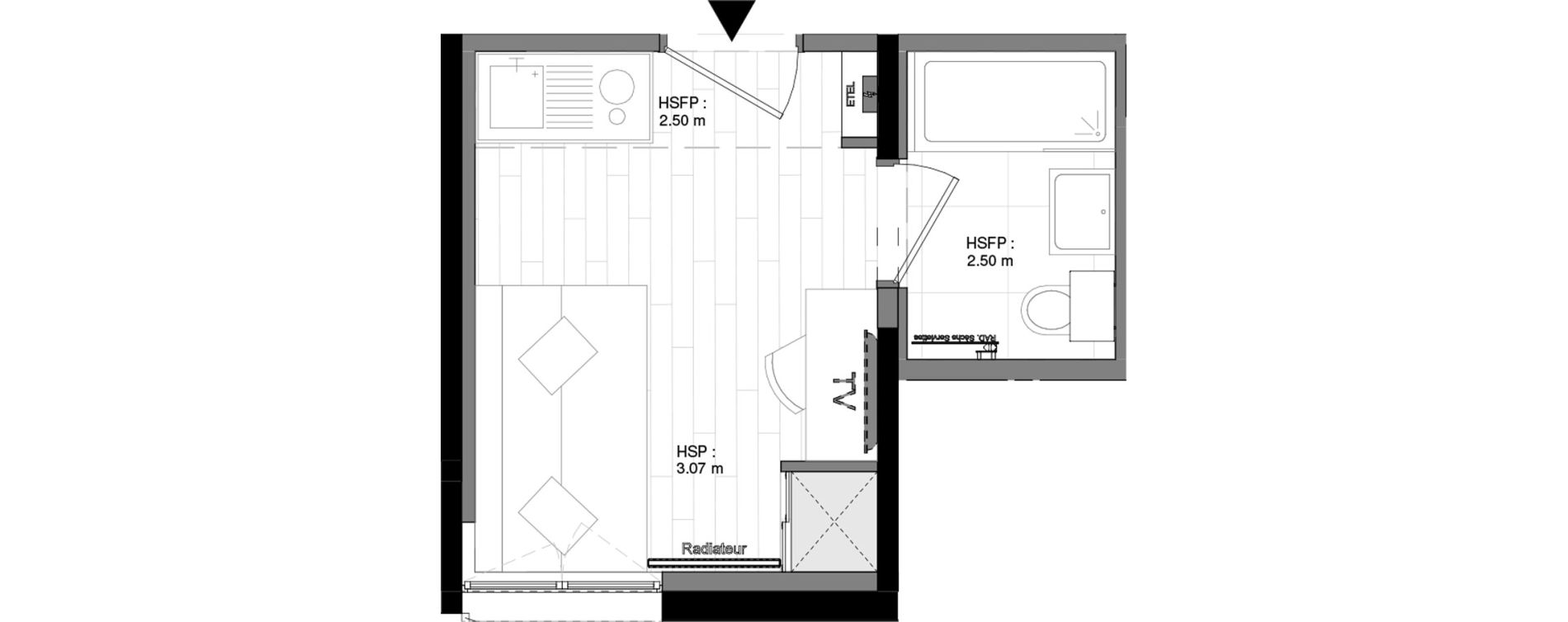 Appartement T1 de 13,45 m2 &agrave; Reims Laon