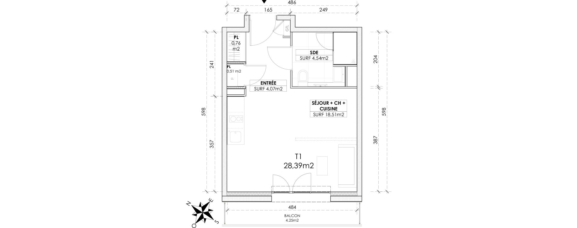 Appartement T1 de 28,39 m2 &agrave; Reims Maison blanche - sainte anne - wilson