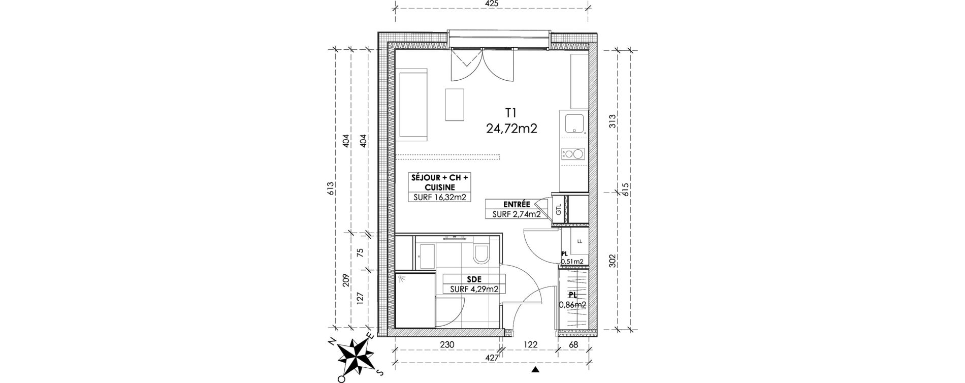 Appartement T1 de 24,72 m2 &agrave; Reims Maison blanche - sainte anne - wilson