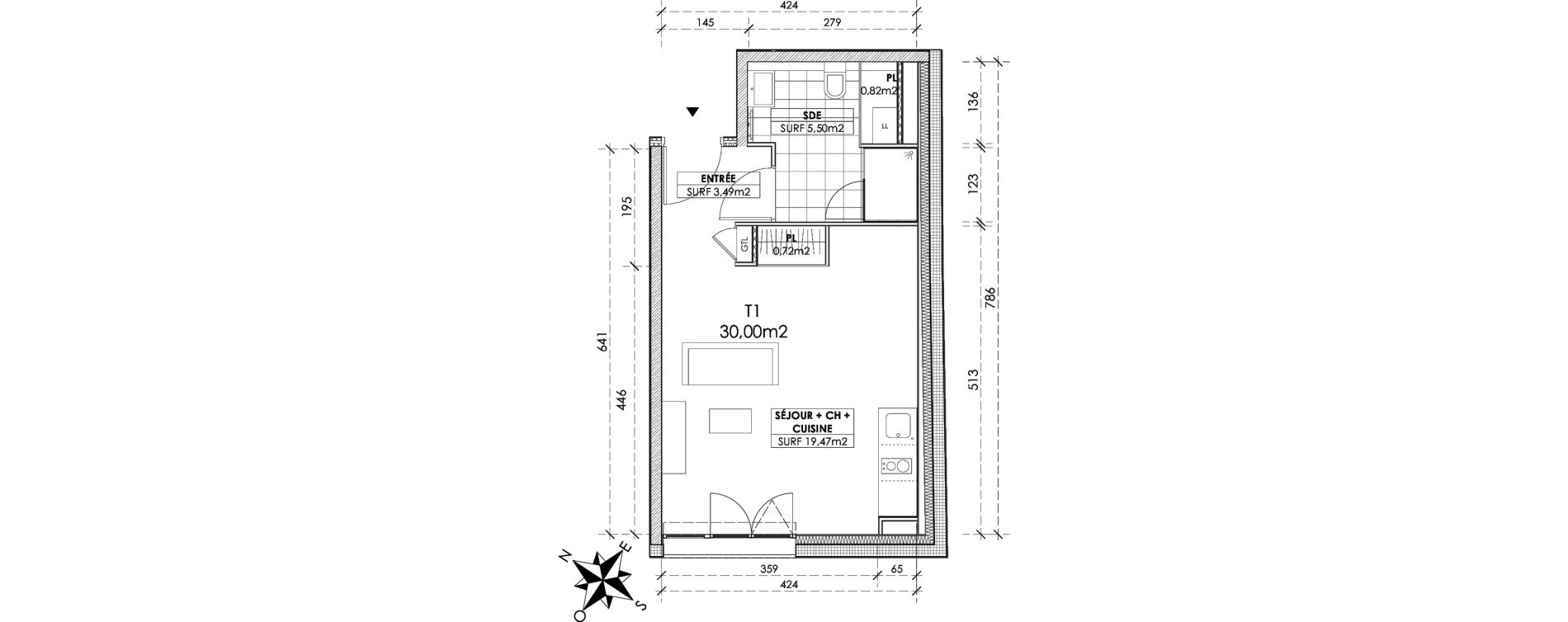 Appartement T1 de 30,00 m2 &agrave; Reims Maison blanche - sainte anne - wilson