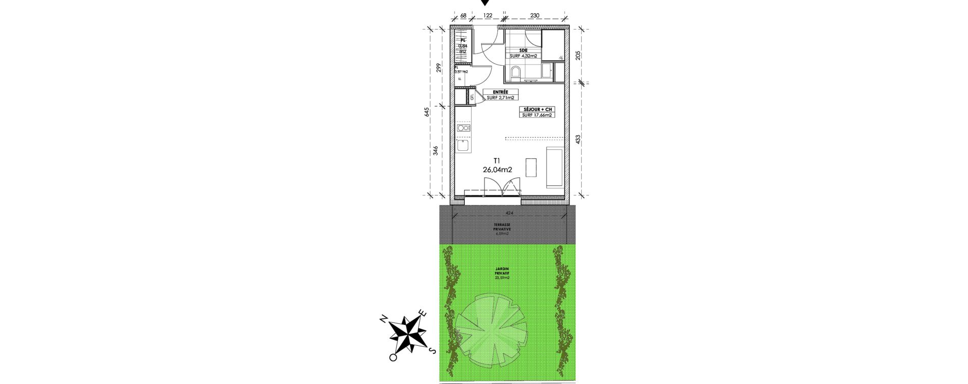 Appartement T1 de 26,04 m2 &agrave; Reims Maison blanche - sainte anne - wilson