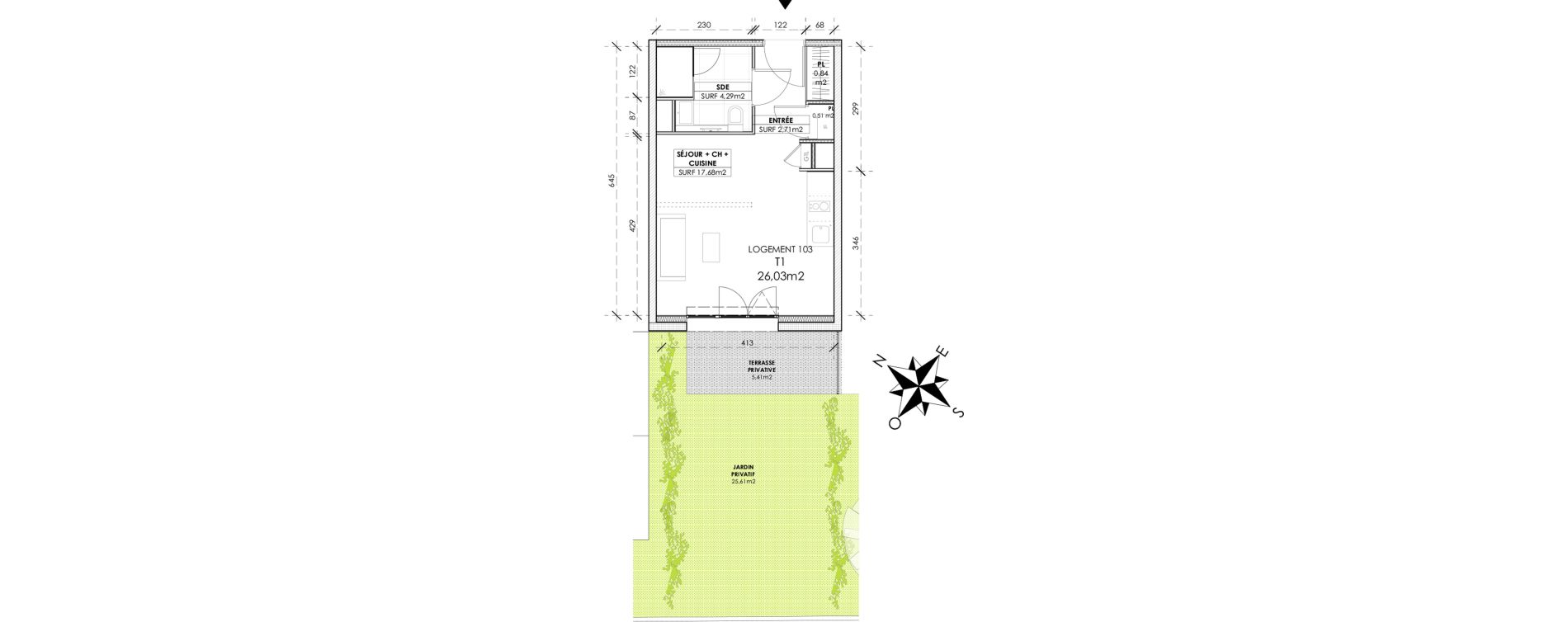 Appartement T1 de 26,03 m2 &agrave; Reims Maison blanche - sainte anne - wilson