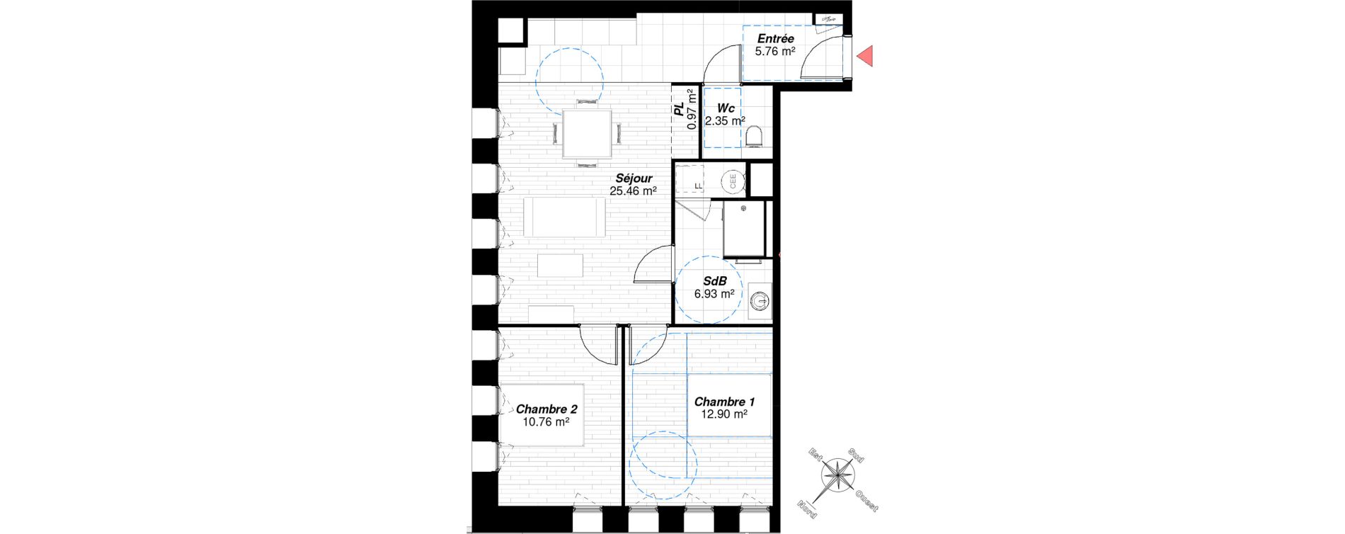 Appartement T3 de 65,13 m2 &agrave; Reims Maison blanche - sainte anne - wilson