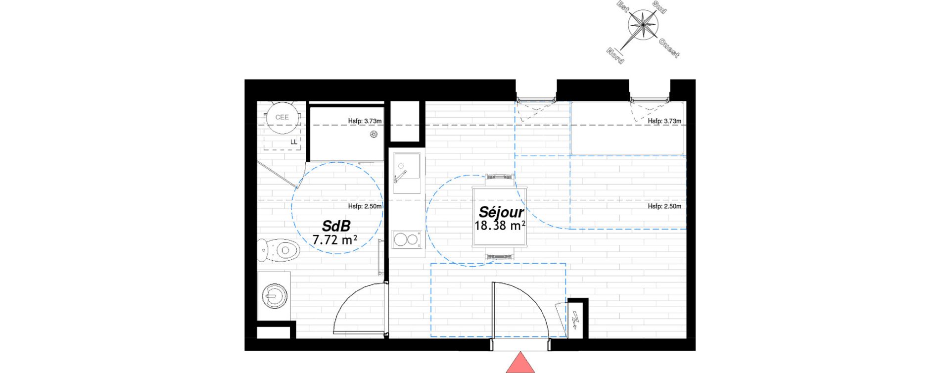 Appartement T1 de 26,10 m2 &agrave; Reims Maison blanche - sainte anne - wilson