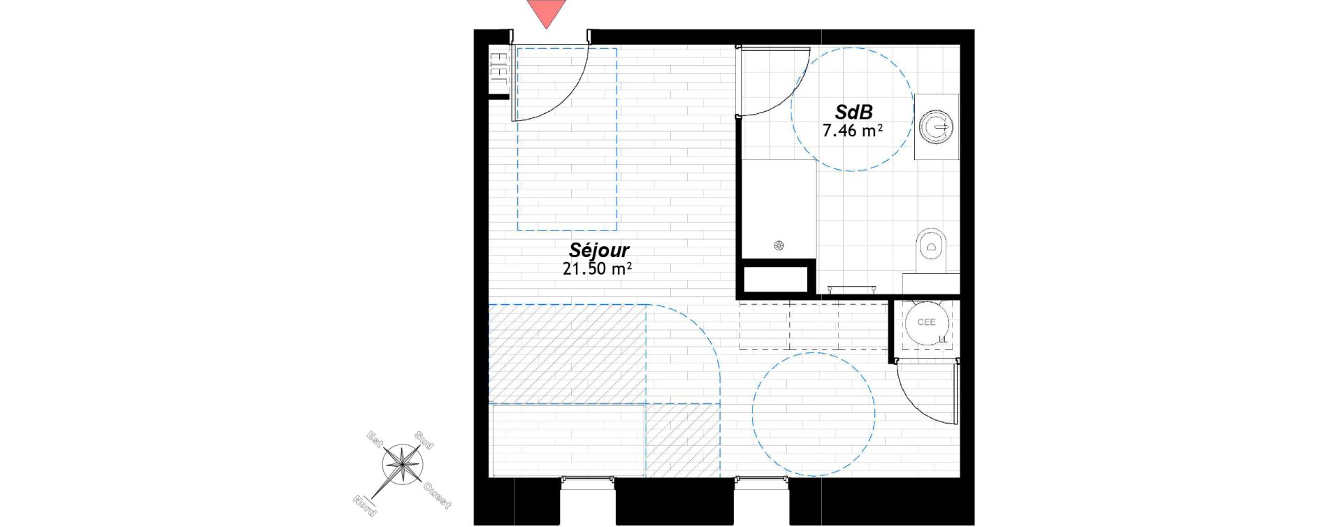 Appartement T1 de 28,96 m2 &agrave; Reims Maison blanche - sainte anne - wilson