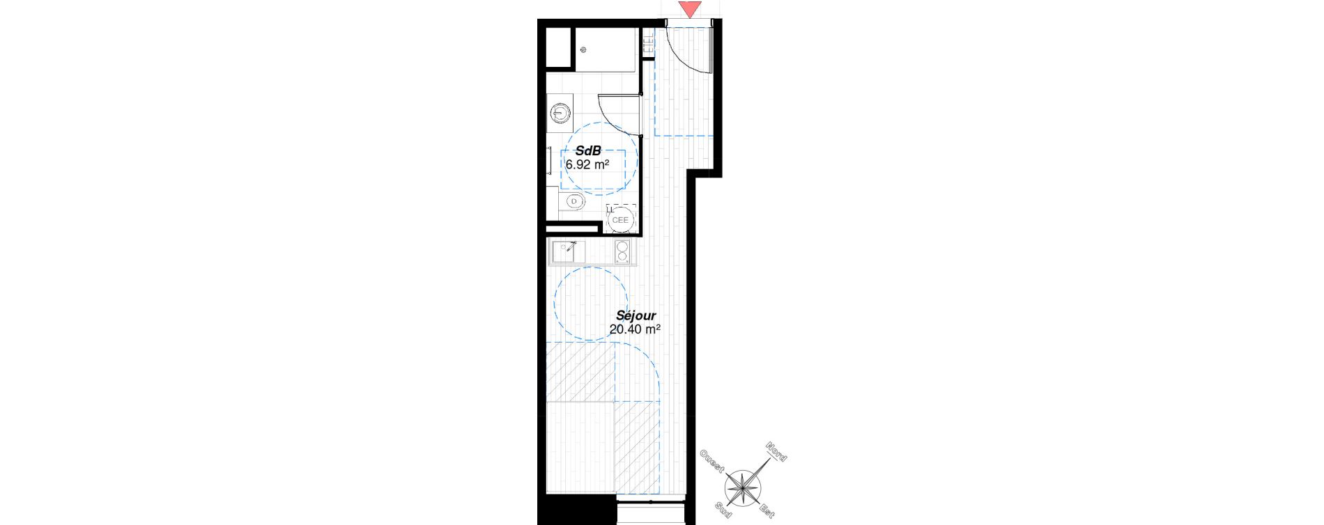 Appartement T1 de 27,32 m2 &agrave; Reims Maison blanche - sainte anne - wilson