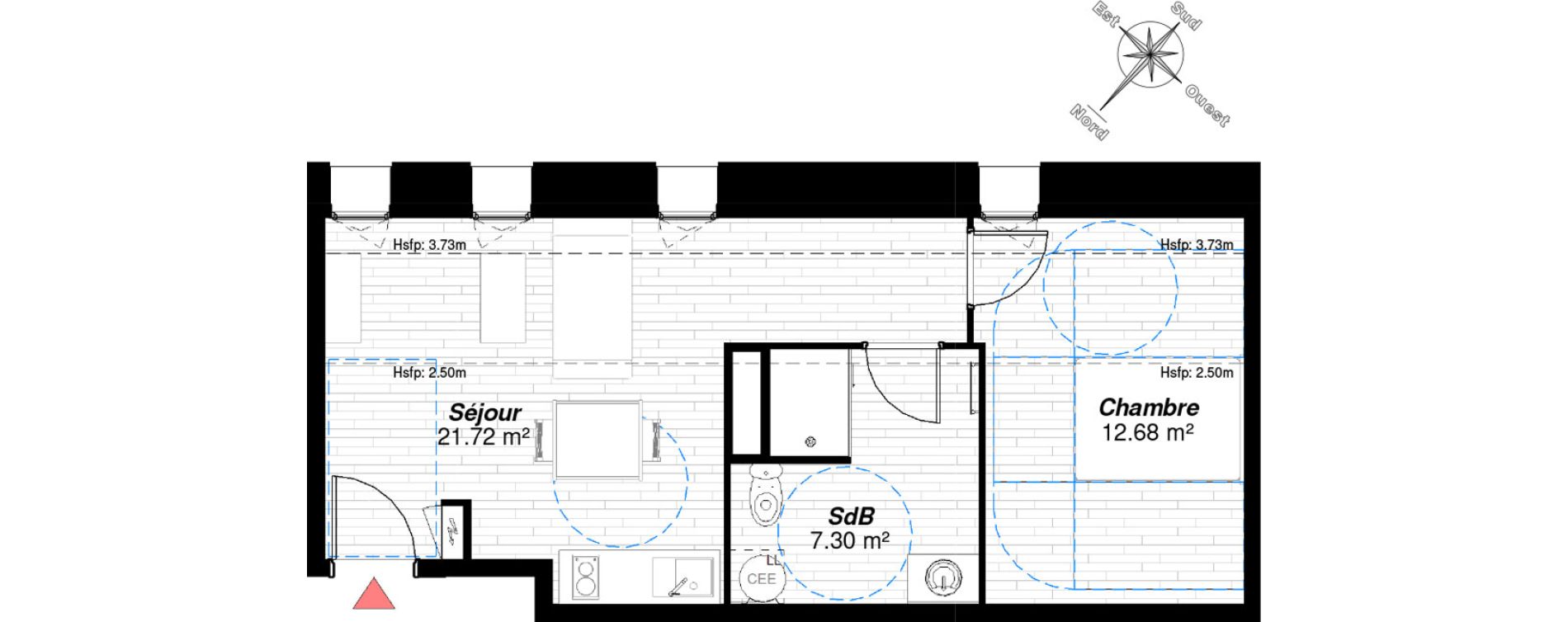 Appartement T2 de 41,70 m2 &agrave; Reims Maison blanche - sainte anne - wilson