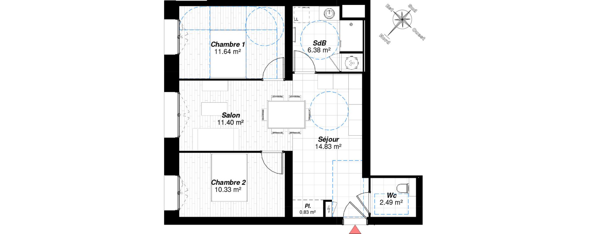 Appartement T3 de 57,90 m2 &agrave; Reims Maison blanche - sainte anne - wilson