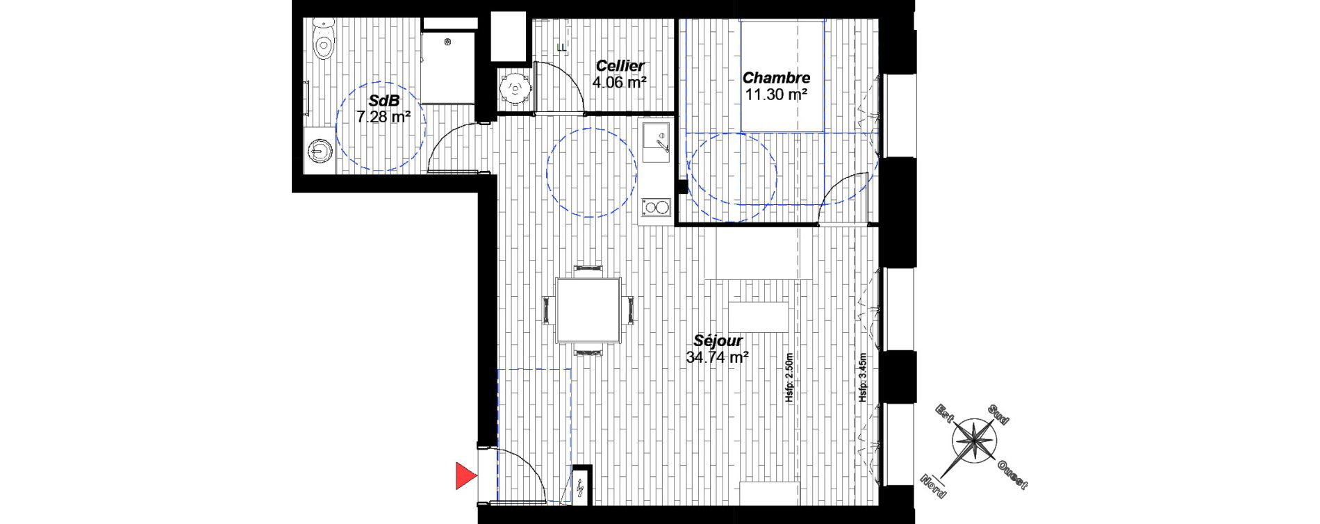Appartement T2 de 57,38 m2 &agrave; Reims Maison blanche - sainte anne - wilson