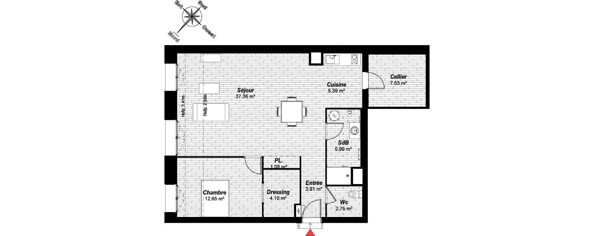 Appartement T2 bis de 80,67 m2 &agrave; Reims Maison blanche - sainte anne - wilson