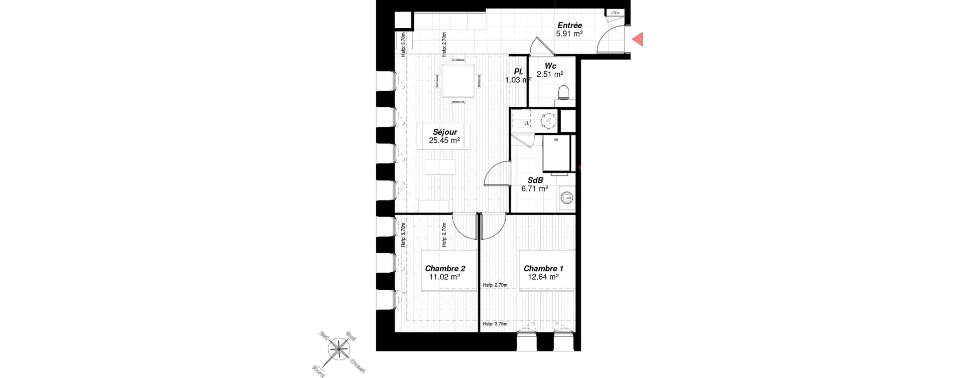 Appartement T3 de 65,27 m2 &agrave; Reims Maison blanche - sainte anne - wilson