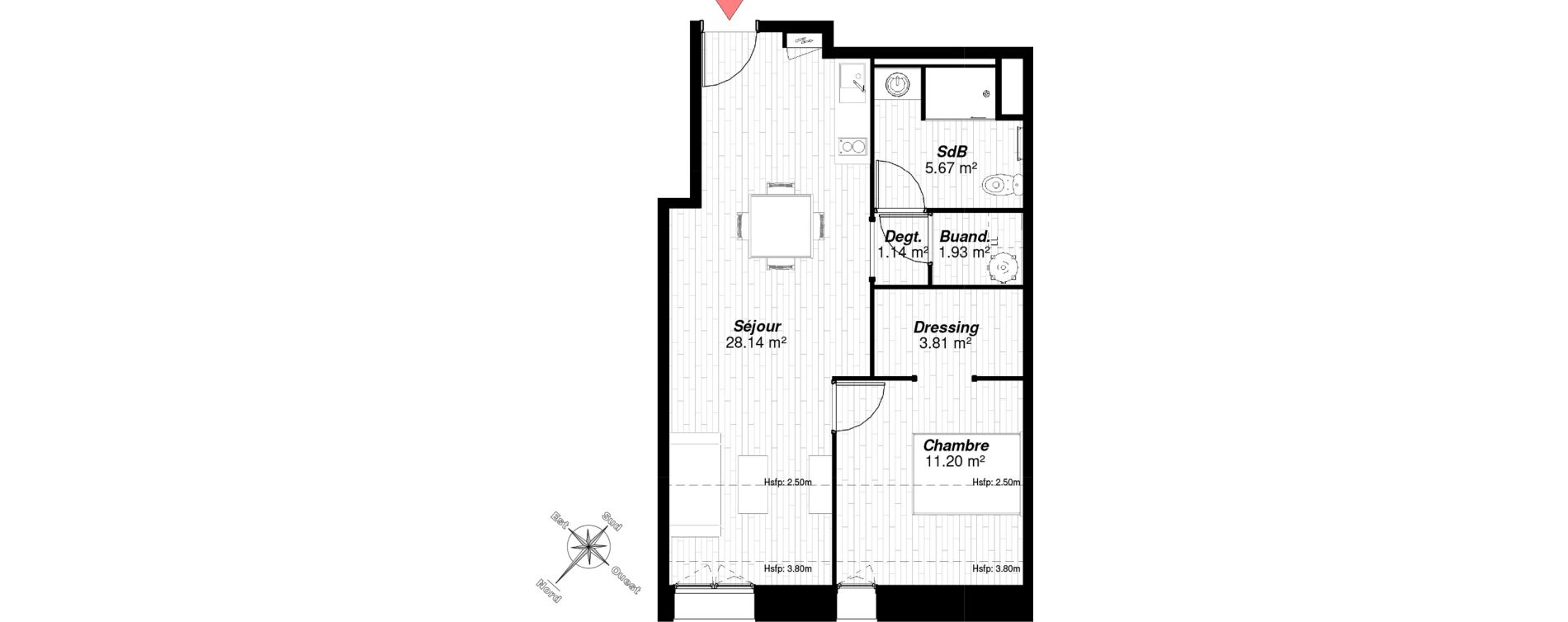 Appartement T2 de 51,89 m2 &agrave; Reims Maison blanche - sainte anne - wilson