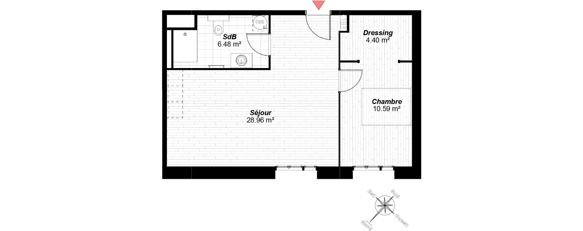 Appartement T2 de 50,43 m2 &agrave; Reims Maison blanche - sainte anne - wilson