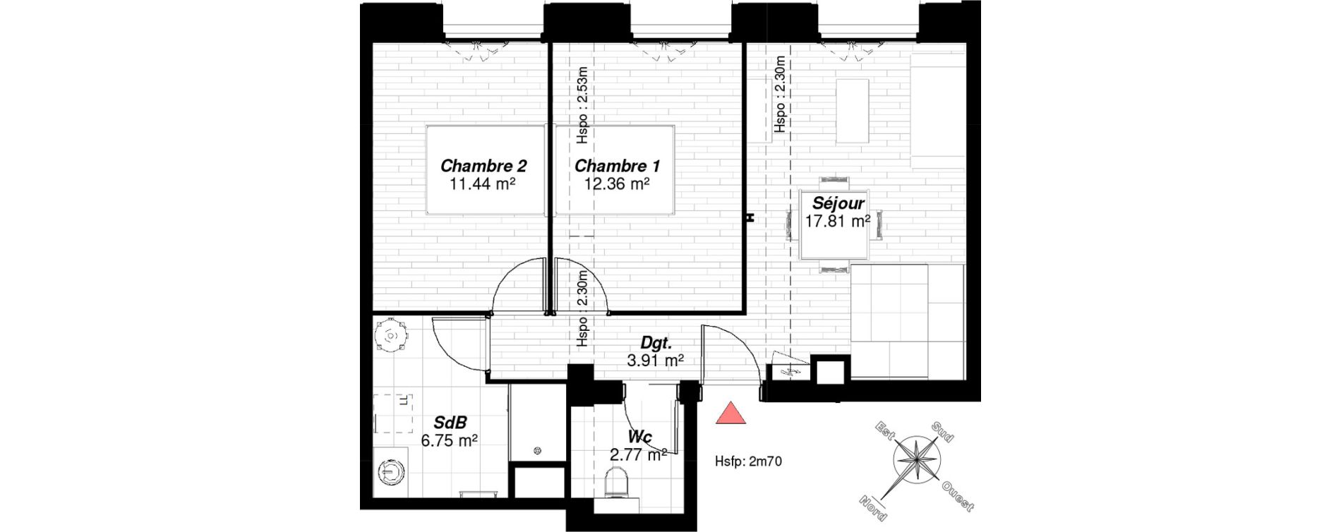 Appartement T3 de 55,04 m2 &agrave; Reims Maison blanche - sainte anne - wilson