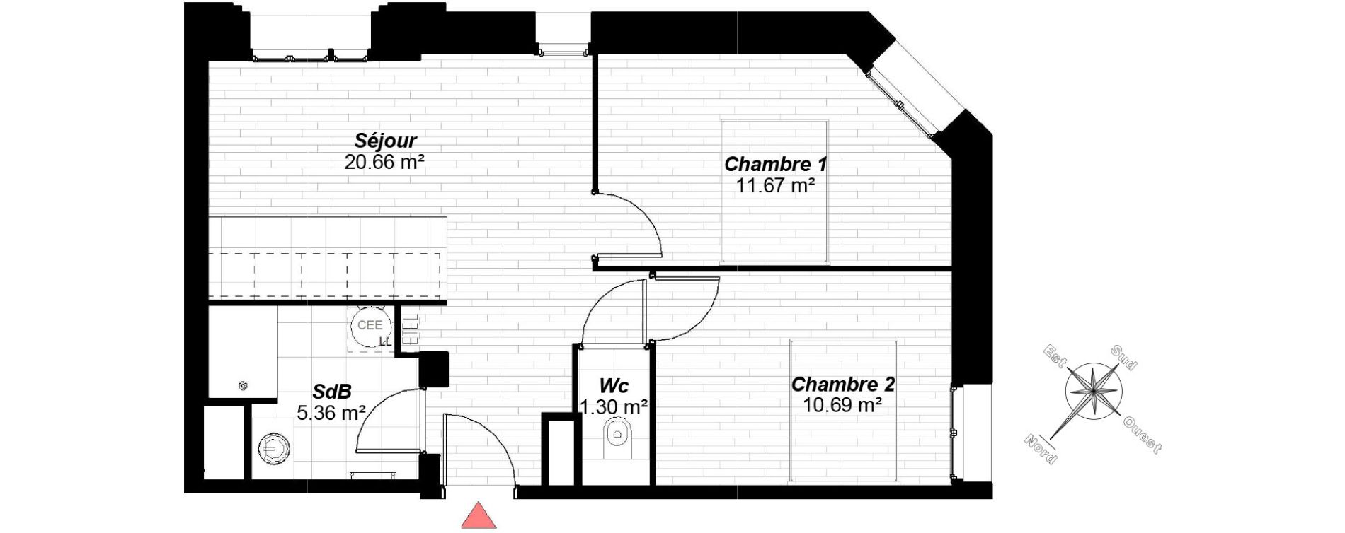 Appartement T3 de 49,68 m2 &agrave; Reims Maison blanche - sainte anne - wilson