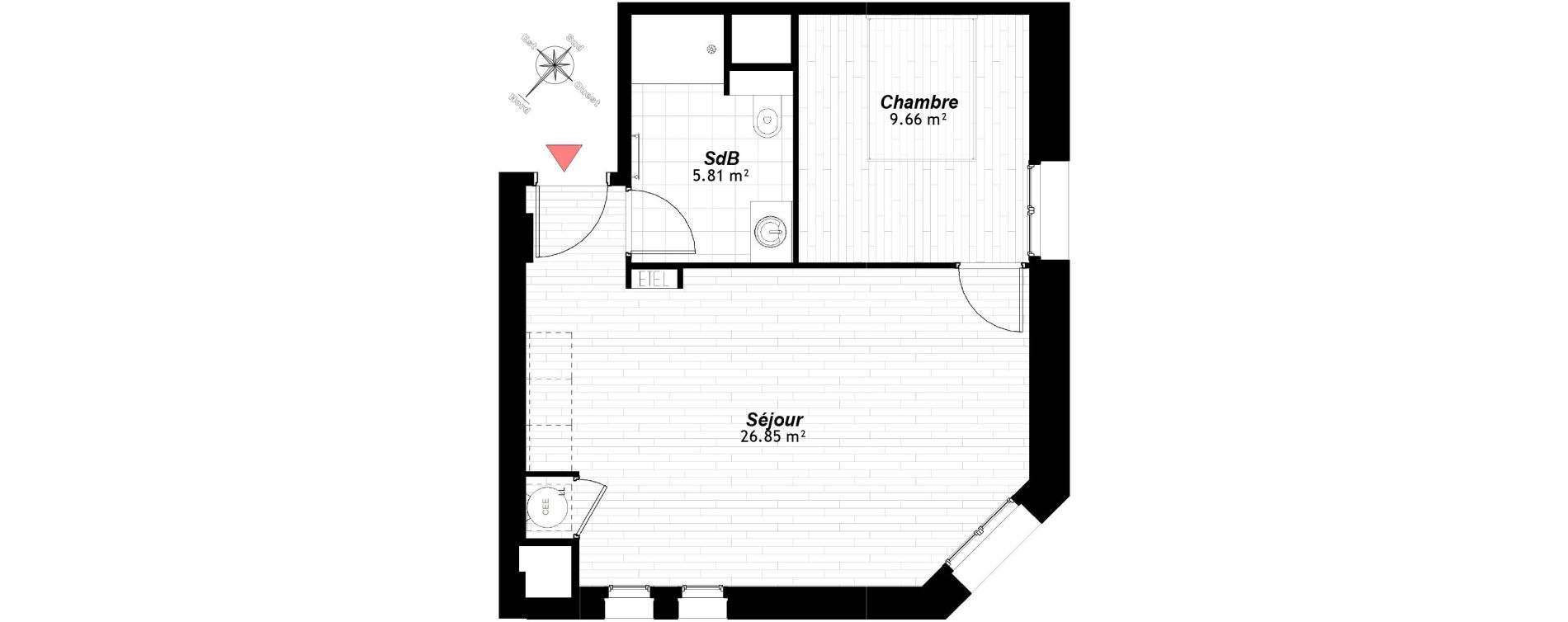 Appartement T2 de 42,32 m2 &agrave; Reims Maison blanche - sainte anne - wilson