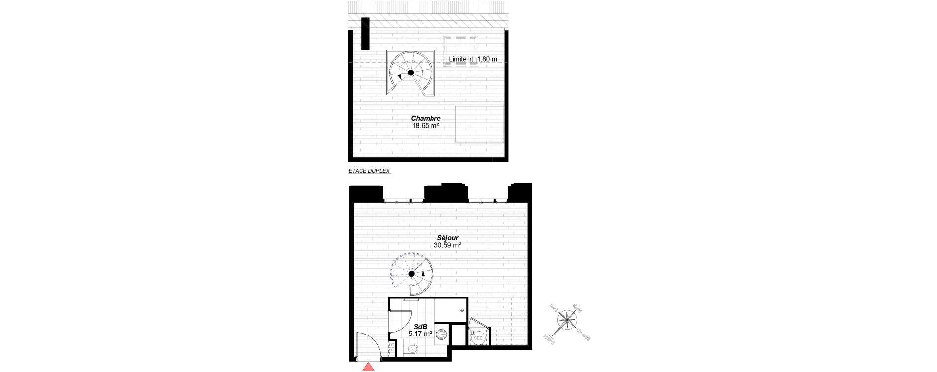Duplex T3 de 54,41 m2 &agrave; Reims Maison blanche - sainte anne - wilson