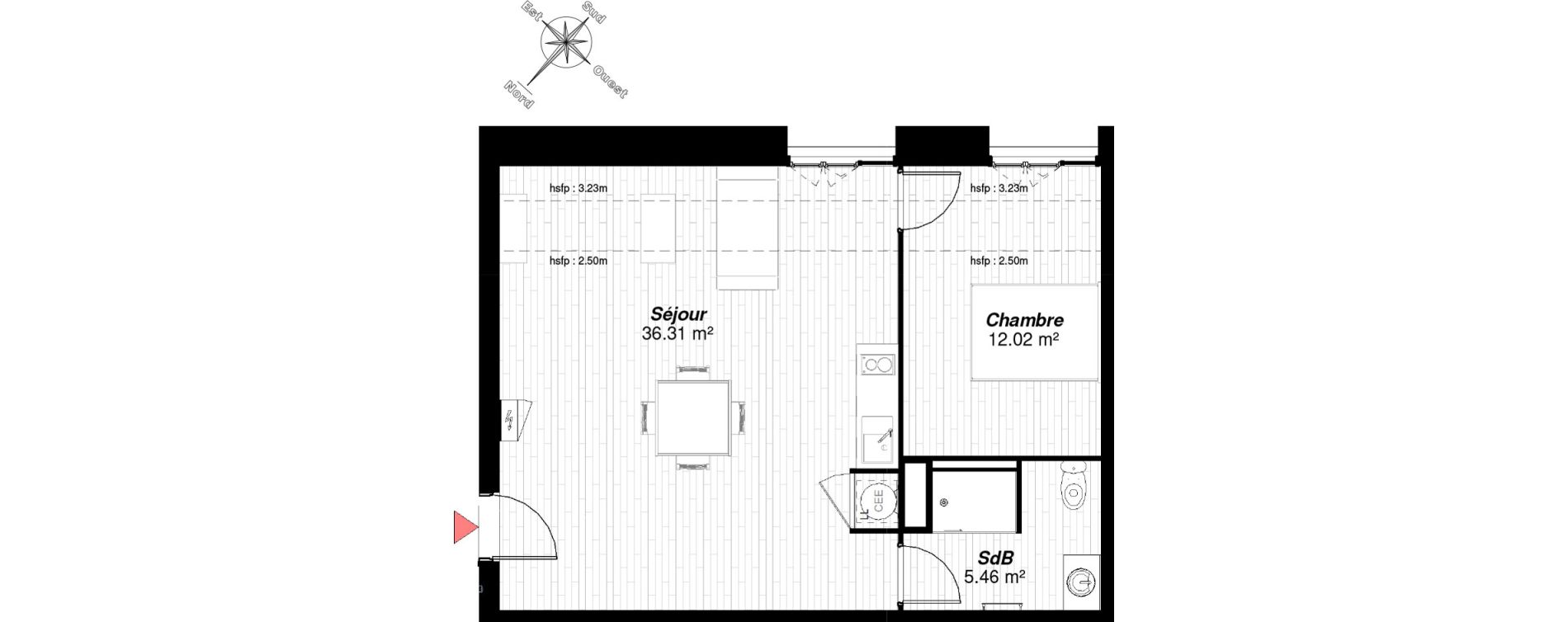 Appartement T2 de 54,30 m2 &agrave; Reims Maison blanche - sainte anne - wilson