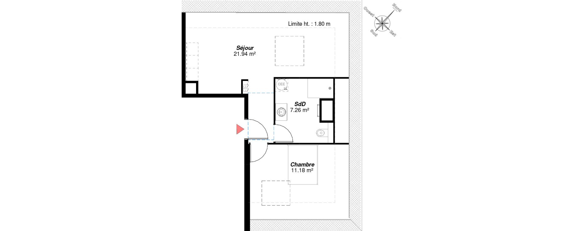 Appartement T2 de 40,38 m2 &agrave; Reims Maison blanche - sainte anne - wilson
