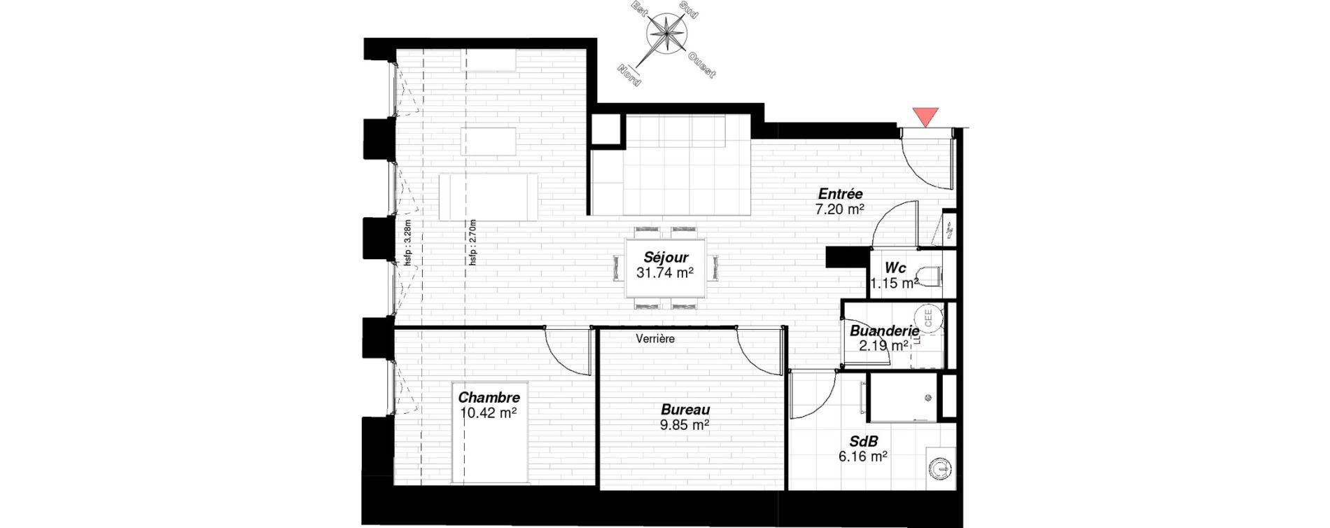 Appartement T3 de 68,71 m2 &agrave; Reims Maison blanche - sainte anne - wilson