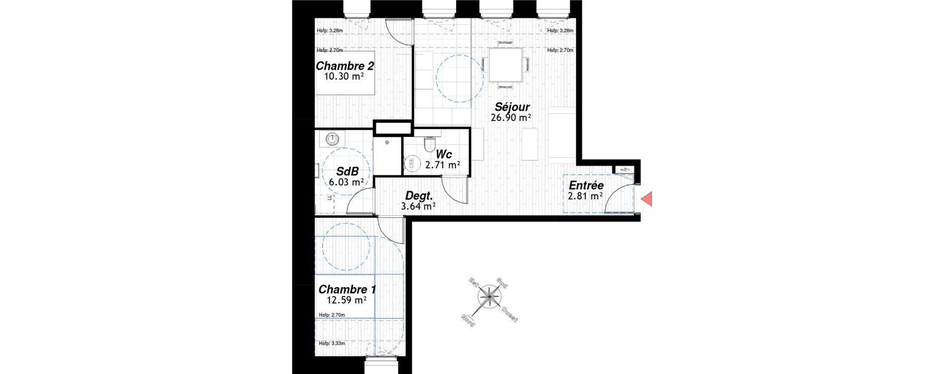 Appartement T3 de 64,98 m2 &agrave; Reims Maison blanche - sainte anne - wilson