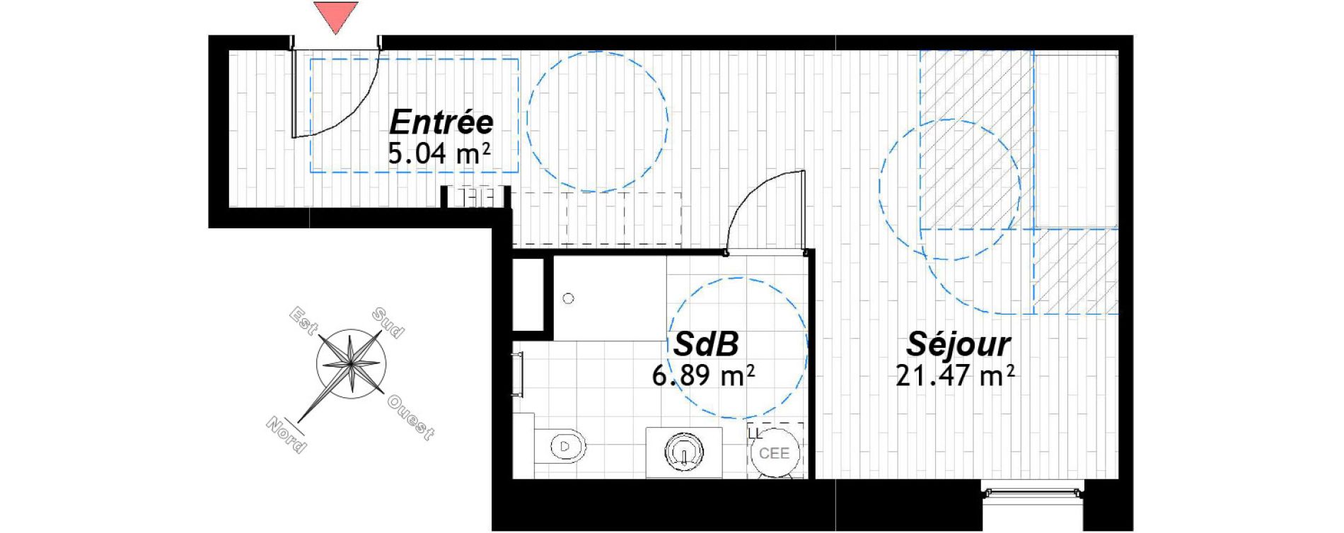 Appartement T1 de 33,40 m2 &agrave; Reims Maison blanche - sainte anne - wilson