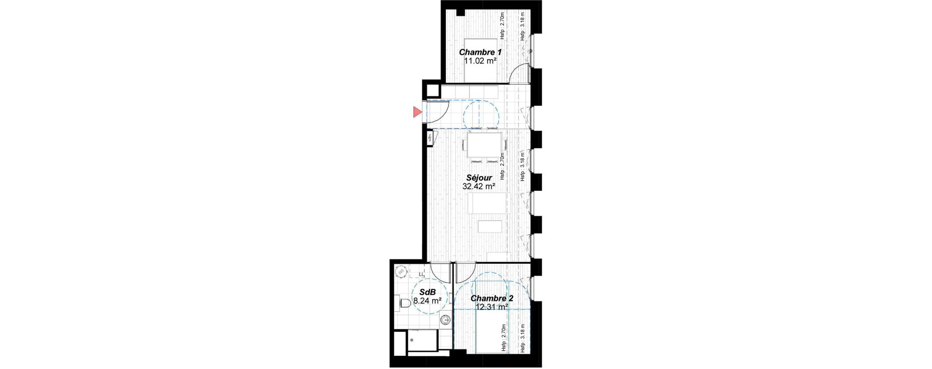 Appartement T3 de 63,99 m2 &agrave; Reims Maison blanche - sainte anne - wilson