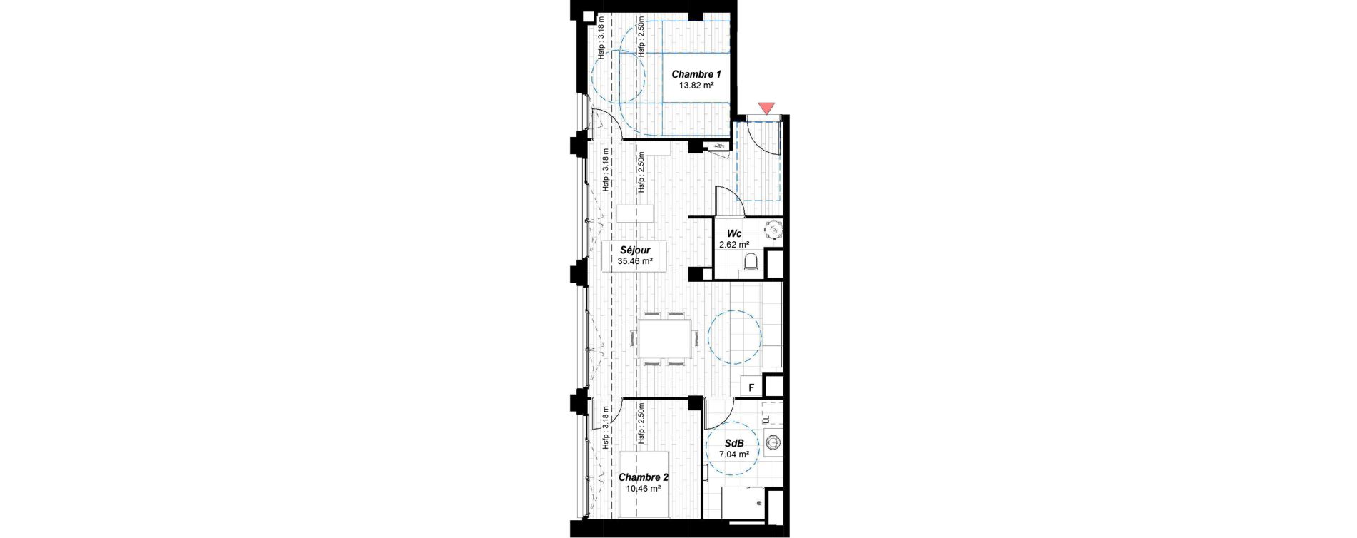 Appartement T3 de 69,40 m2 &agrave; Reims Maison blanche - sainte anne - wilson