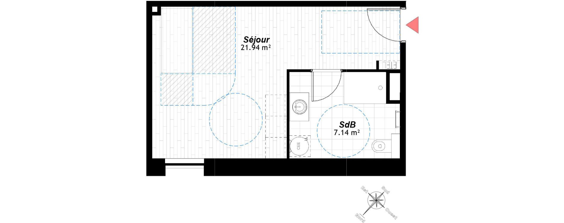 Appartement T1 de 29,08 m2 &agrave; Reims Maison blanche - sainte anne - wilson