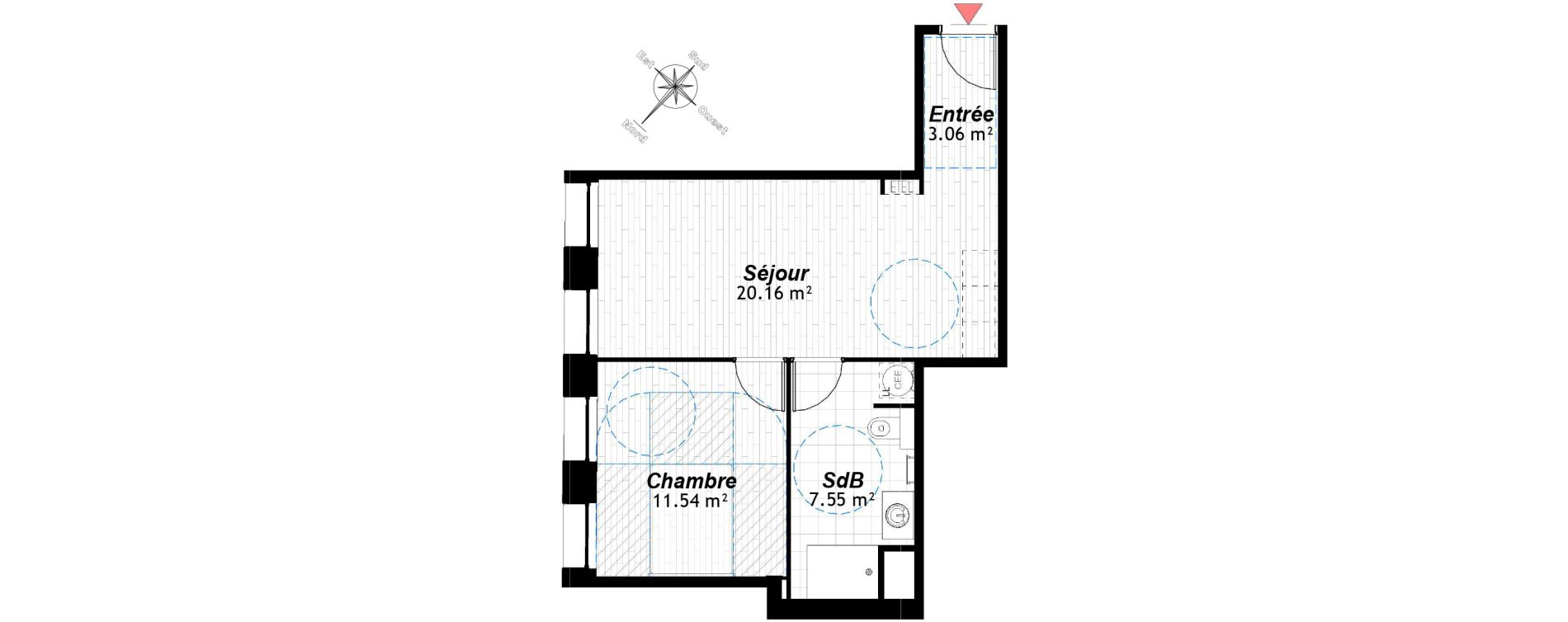 Appartement T2 de 42,31 m2 &agrave; Reims Maison blanche - sainte anne - wilson