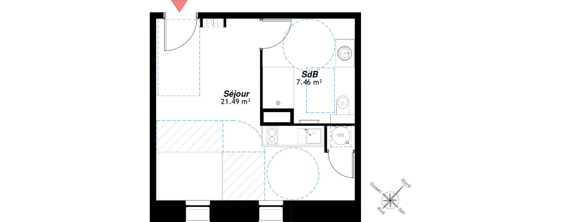 Appartement T1 de 28,95 m2 &agrave; Reims Maison blanche - sainte anne - wilson