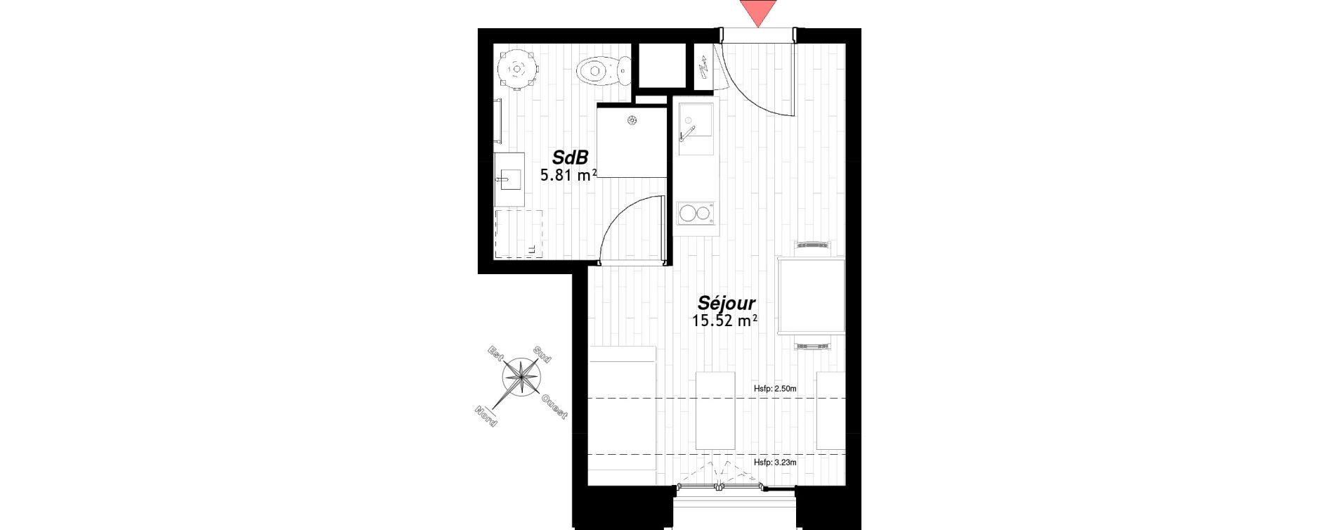 Appartement T1 de 21,49 m2 &agrave; Reims Maison blanche - sainte anne - wilson