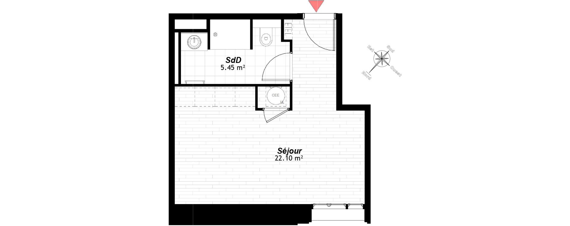 Appartement T1 de 27,55 m2 &agrave; Reims Maison blanche - sainte anne - wilson