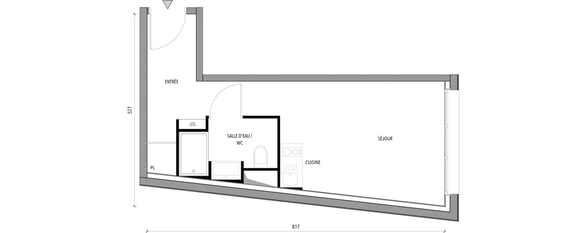 Appartement T1 de 25,48 m2 &agrave; Reims Com&eacute;die