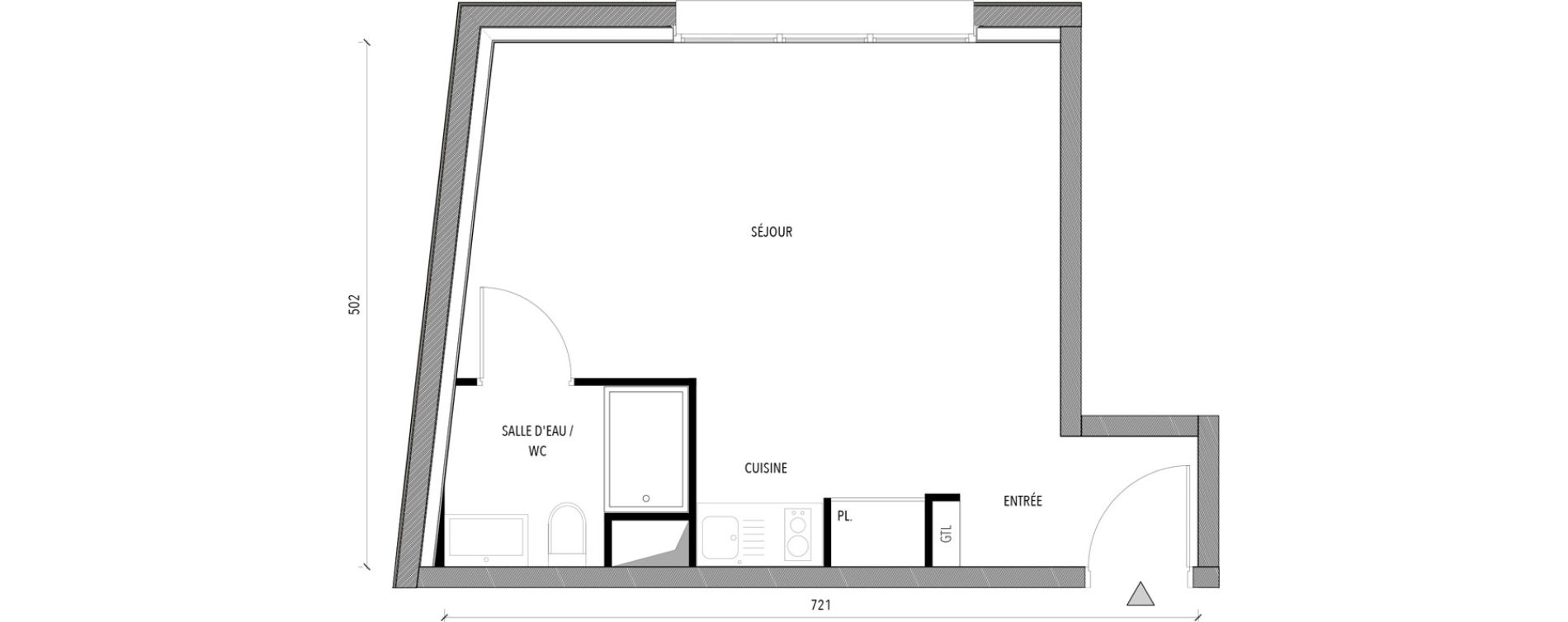 Appartement T1 bis de 29,24 m2 &agrave; Reims Com&eacute;die