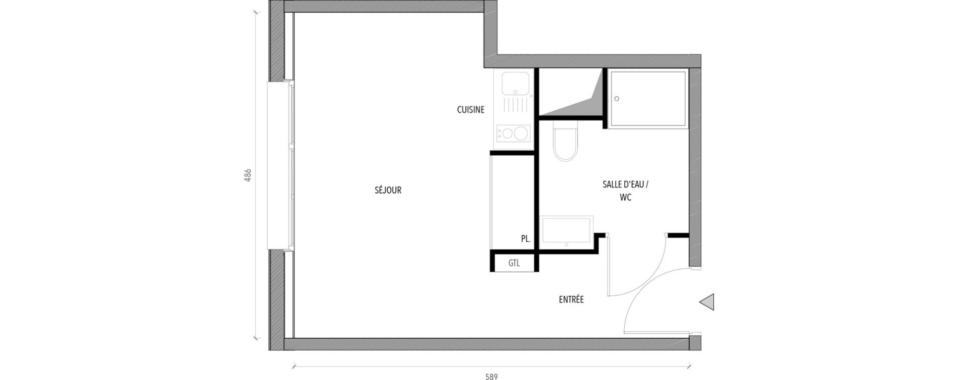 Appartement T1 de 24,62 m2 &agrave; Reims Com&eacute;die