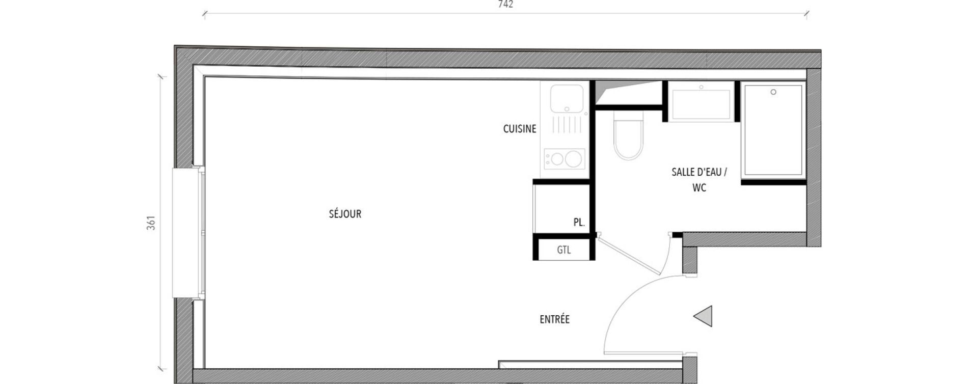 Appartement T1 de 22,83 m2 &agrave; Reims Com&eacute;die