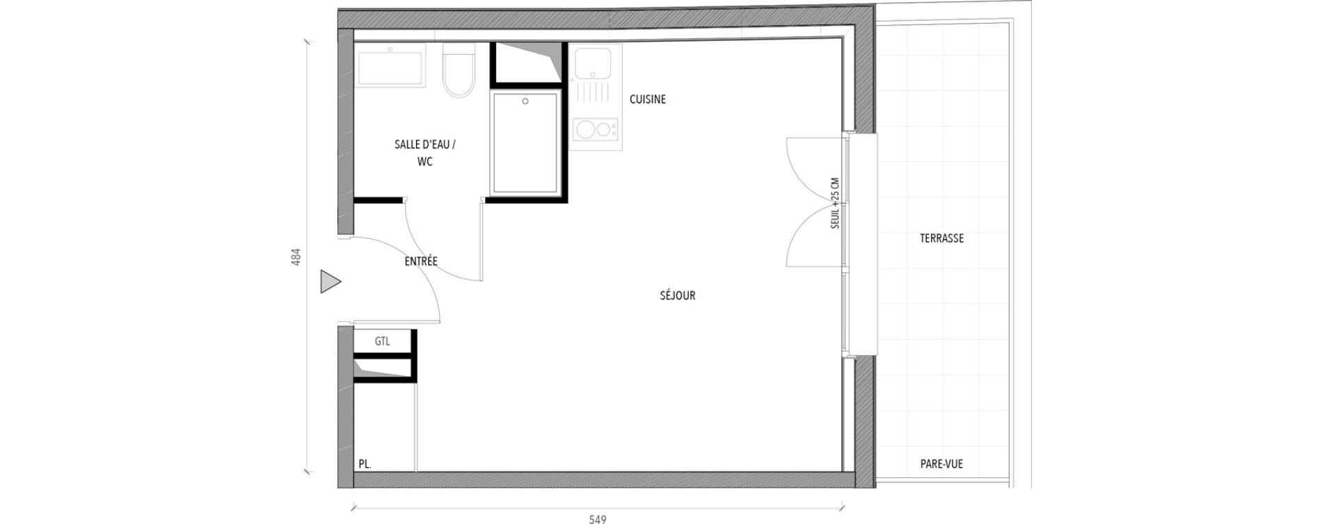 Appartement T1 de 25,58 m2 &agrave; Reims Com&eacute;die