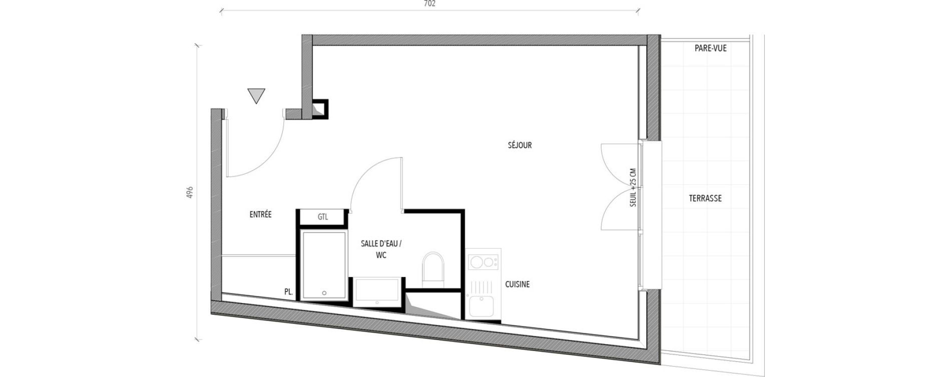 Appartement T1 bis de 28,76 m2 &agrave; Reims Com&eacute;die