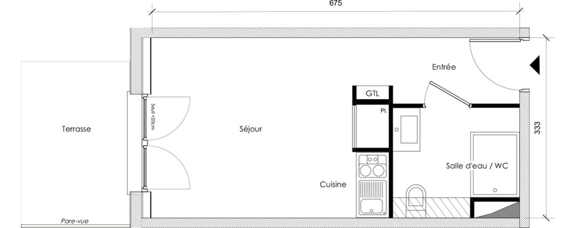 Appartement T1 de 21,57 m2 &agrave; Reims Maison blanche - sainte anne - wilson