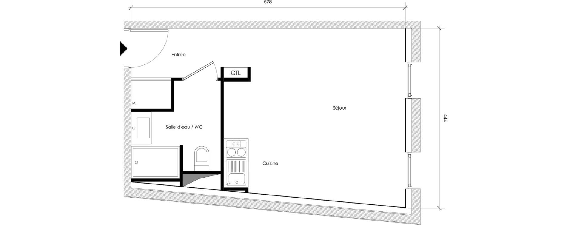 Appartement T1 de 26,31 m2 &agrave; Reims Maison blanche - sainte anne - wilson