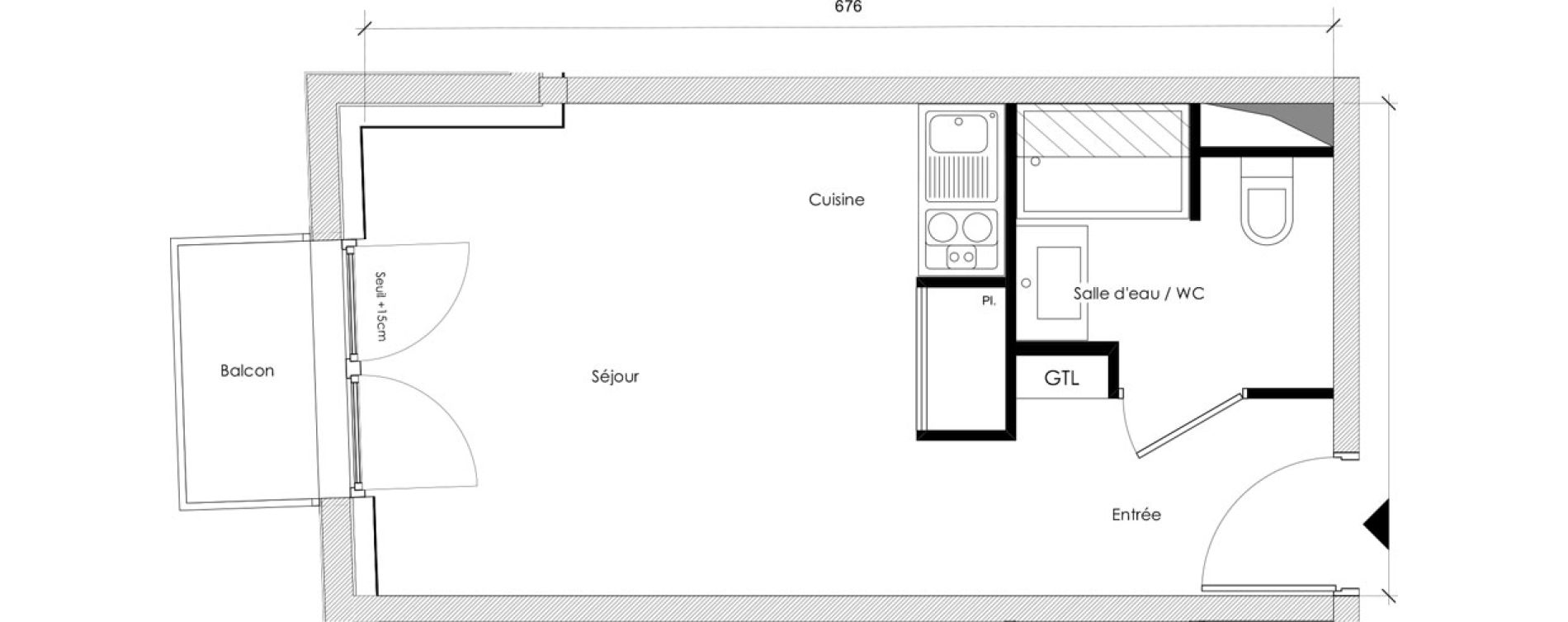 Appartement T1 de 21,75 m2 &agrave; Reims Maison blanche - sainte anne - wilson