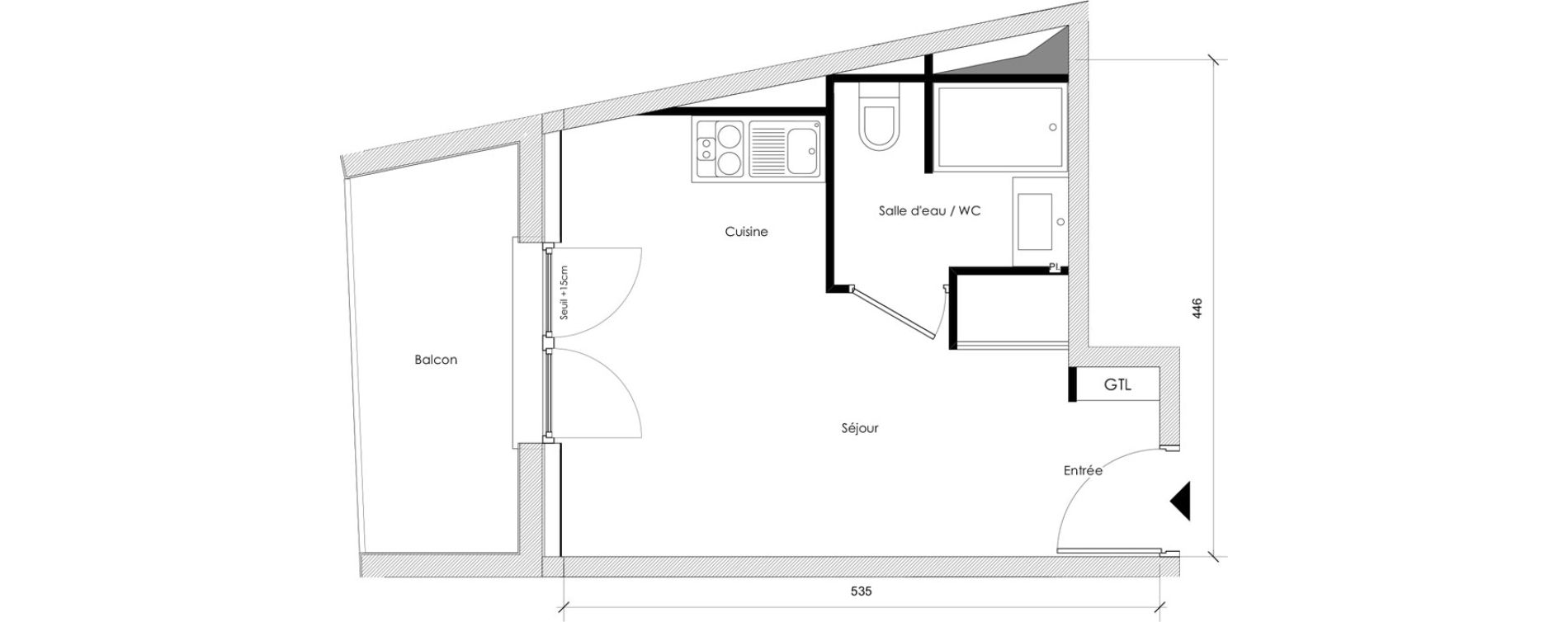 Appartement T1 de 19,34 m2 &agrave; Reims Maison blanche - sainte anne - wilson