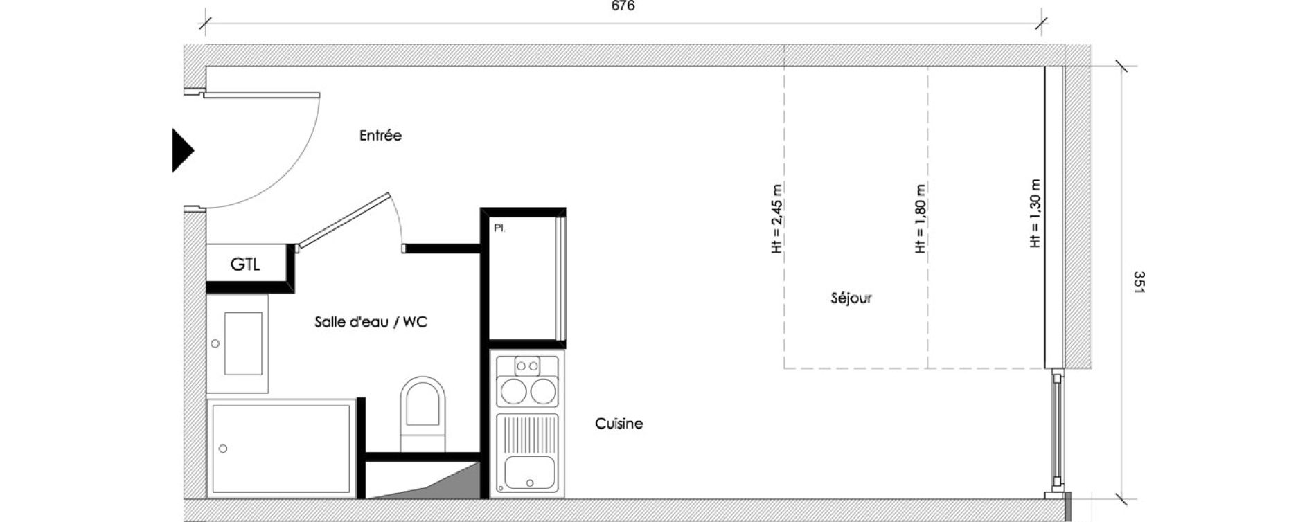 Appartement T1 de 20,30 m2 &agrave; Reims Maison blanche - sainte anne - wilson