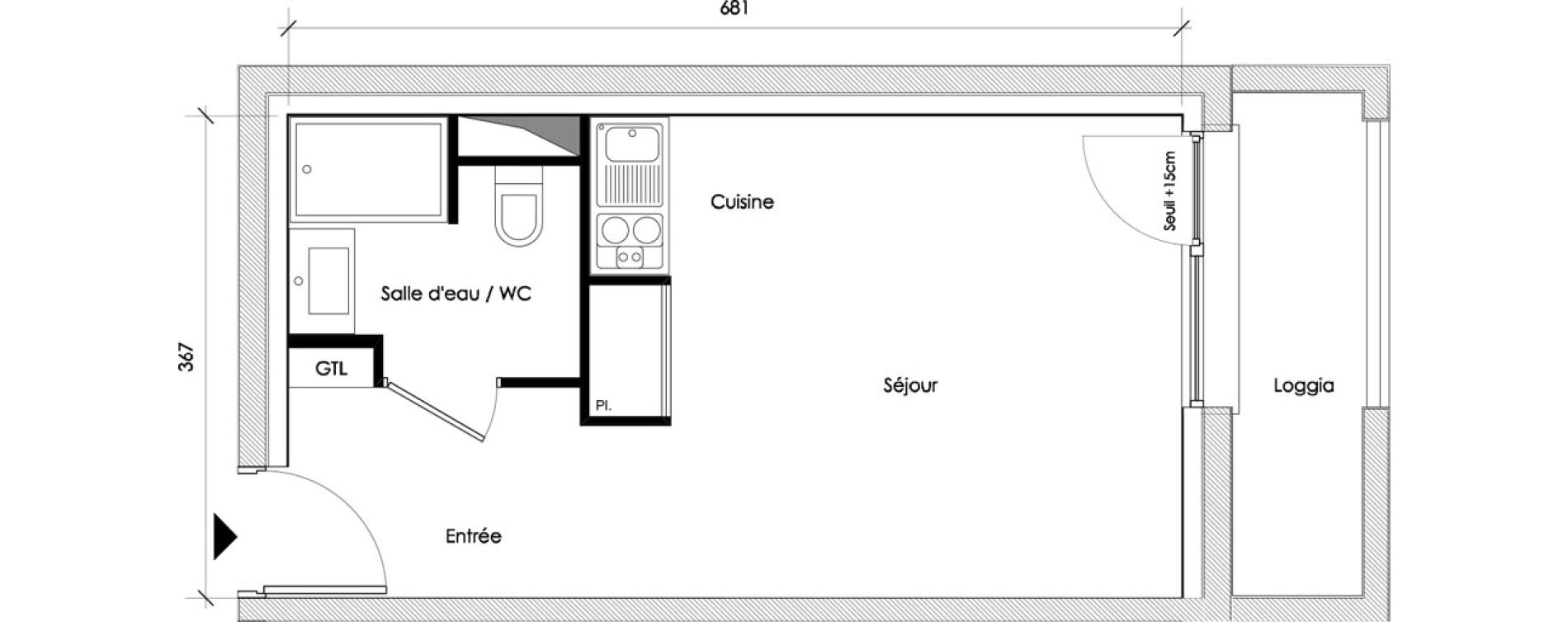 Appartement T1 de 23,85 m2 &agrave; Reims Maison blanche - sainte anne - wilson
